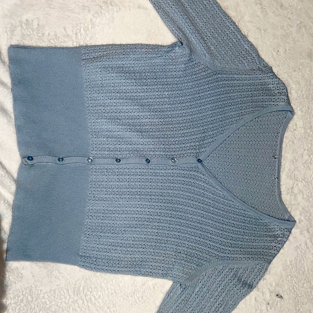 Light blue button up cardigan, size S/M